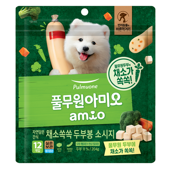 풀무원아미오 강아지 채소 쏙쏙 두부봉 소시지 간식 12p, 두부맛, 204g, 1개 풀무원아미오 강아지 채소 쏙쏙 두부봉 소시지 간식 12p, 두부맛, 204g, 1개