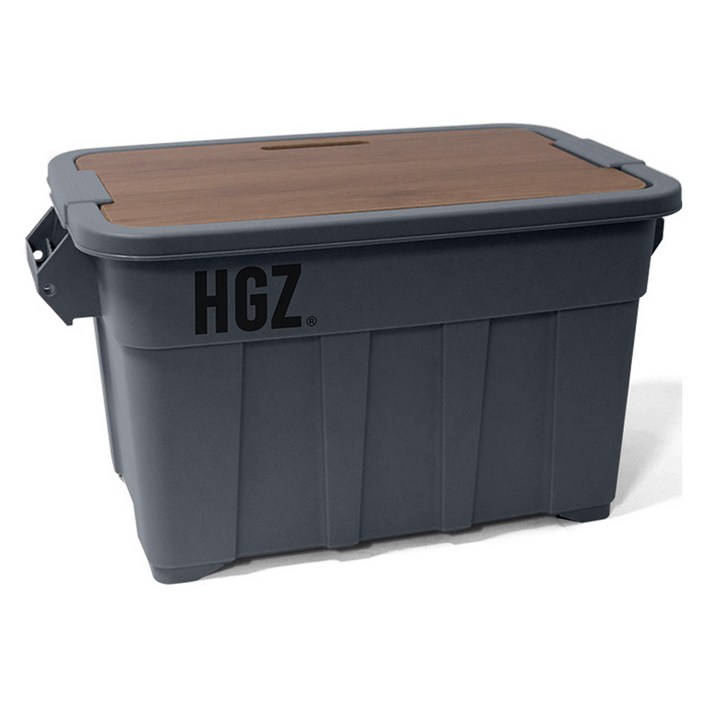 하이그라운즈 캠핑 캐스터 이동식 수납 토르 카고 박스 75L + 우드 상판 세트