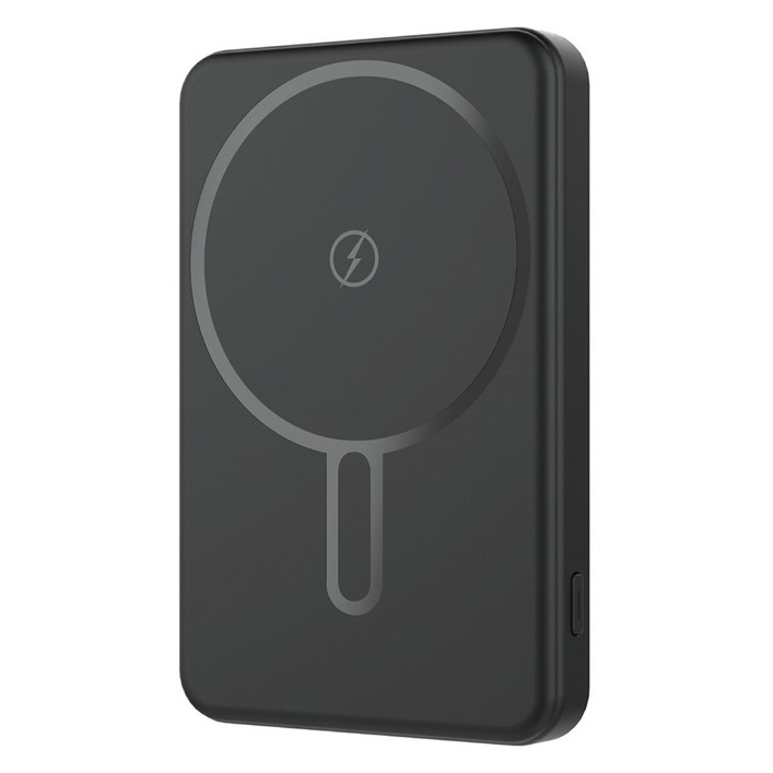 지오맥스 초슬림 맥세이프 마그네틱 유무선 보조배터리 5000mAh, 블랙, SQPB5