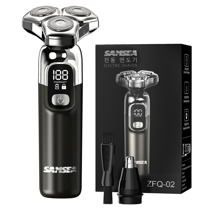 SAMSEA 자석 칼날 헤드 6방향 휴대용 2 in 1 8W 대출력 전기면도기, ZFQ-02, 블랙