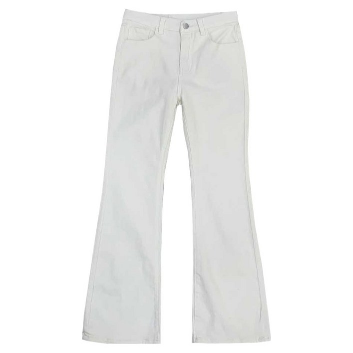 플랜데이 여성용 숏롱 기장 치키 속밴딩 워싱 세미부츠컷 데님팬츠