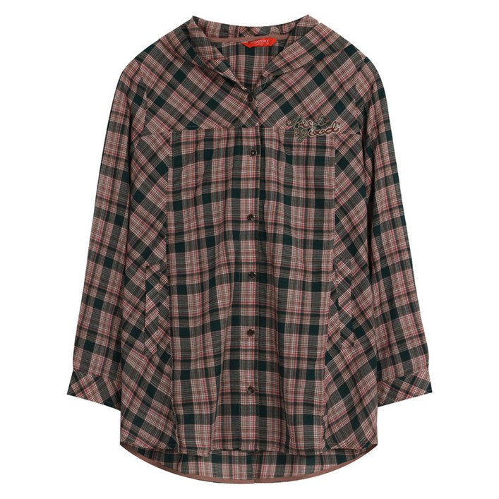 크로커다일레이디 체크 후드 풀오픈 블라우스 CLBFBL202