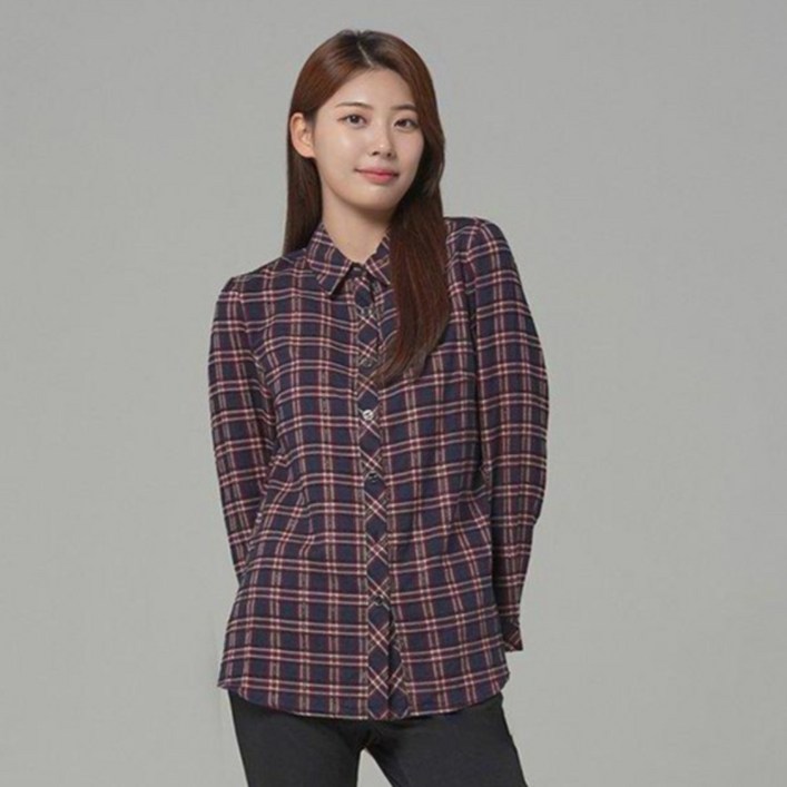 크로커다일레이디 여성용 혼방 체크 셔츠 블라우스 CLCFBL205