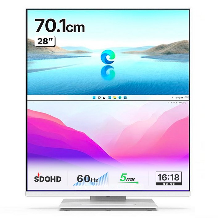 주연테크 SDQHD 16  18 USBPD 오토피벗 PBP 세로본능 관절형 스탠드 Nano IPS 모니터, 70cm, J28QIMDual