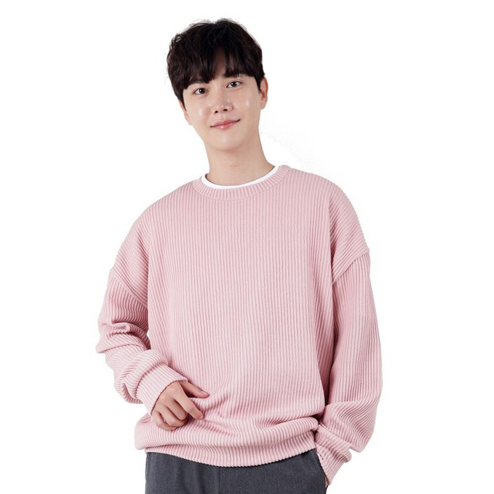 엘엑스티 남성용 오버핏 코듀로이 소프트 라운드 맨투맨 티셔츠 엘엑스티 남성용 오버핏 코듀로이 소프트 라운드 맨투맨 티셔츠