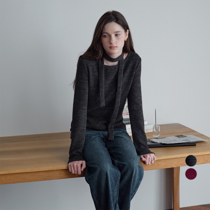 쥬시쥬디 여성용 머플러골지티셔츠 JZTS720B