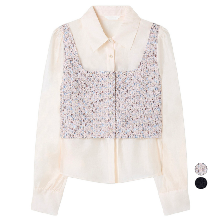 로엠 여성용 트위드 매칭 셔츠