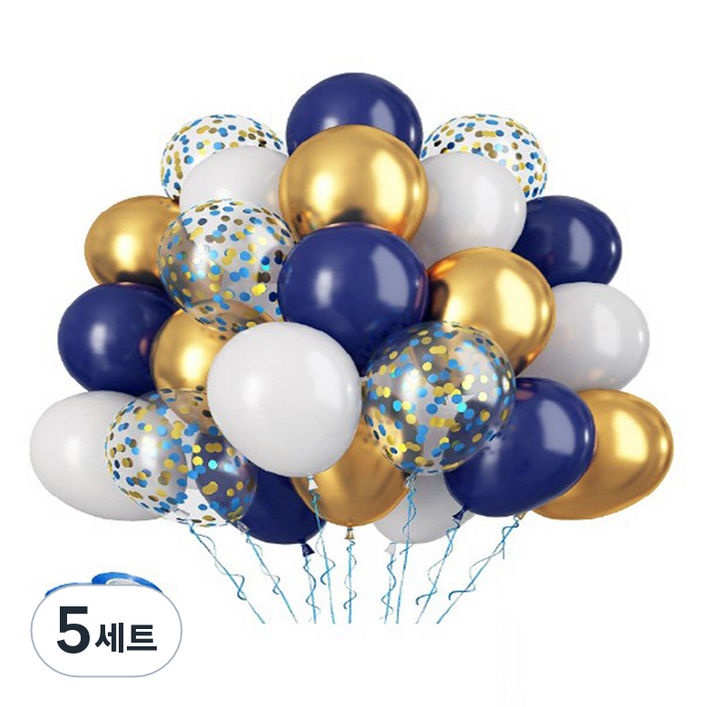 만들하비 컨페티 풍선 세트, 메탈 골드블루, 5세트 만들하비 컨페티 풍선 세트, 메탈 골드블루, 5세트