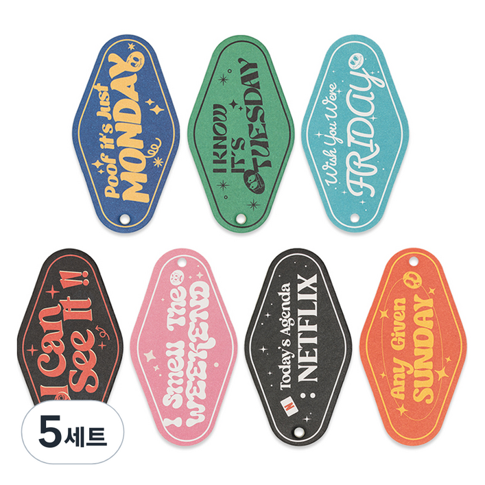 벤딕트 차량용 종이 방향제 프래그런스 태그 위캔드 패키지 7종 세트, 위캔드 패키지, 5세트