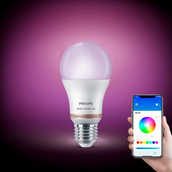 필립스 위즈 컬러 앰비언스 LED 스마트 전구 8.5W