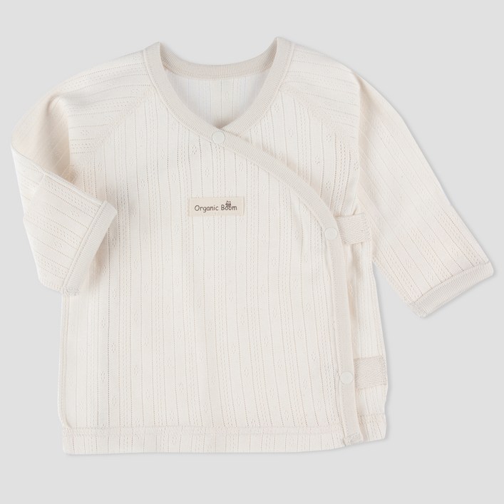 오가닉붐 유아용 아일렛 자카드 스냅 배냇 저고리