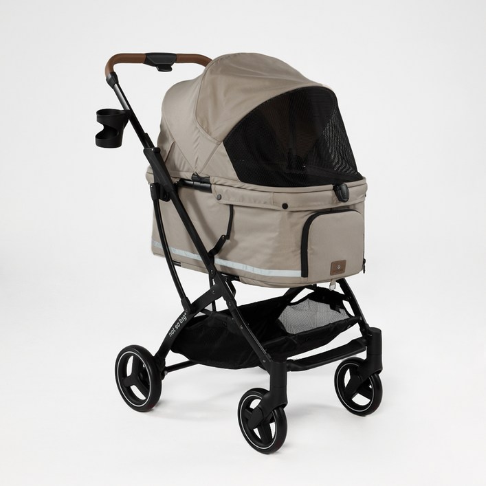 낫쏘빅 반려동물 아로아3 일체형 레인커버,컵홀더 포함 퀵폴딩 유모차, 젠틀베이지, 1개