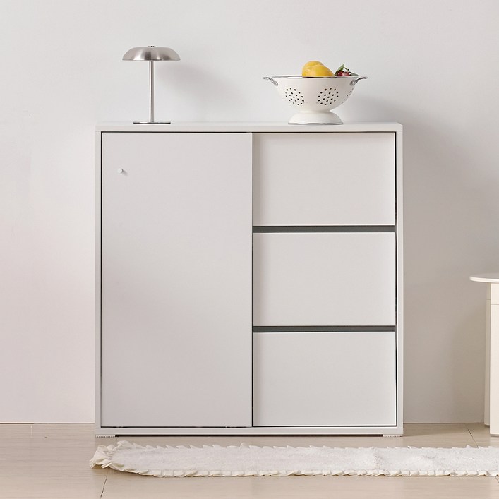 서울소호 슥 열리는 슬라이딩 3단 서랍형 수납장 800 방문설치