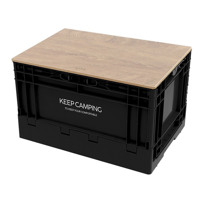 KEEP 캠핑 싱글 도어 오픈형 폴딩박스 51L + 전용 상판, 블랙(폴딩박스) - 쇼핑앤샵