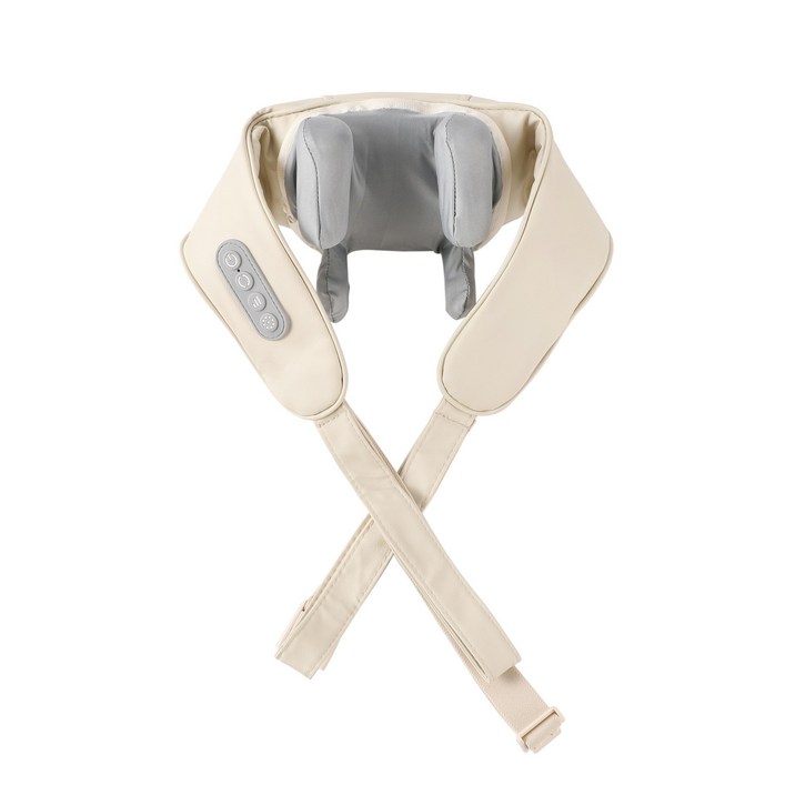 EXTEDRG 무선 어깨마사지기 대용량 전지 발열 기능 탑재 6개의 마사지볼 승모근 마사지기 목 어깨 안마기, KL550, 크림색