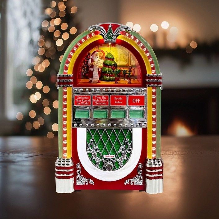 LED크리스마스 장식 레트로 주크박스 멜로디 코스트코, 1개, 레드 그린