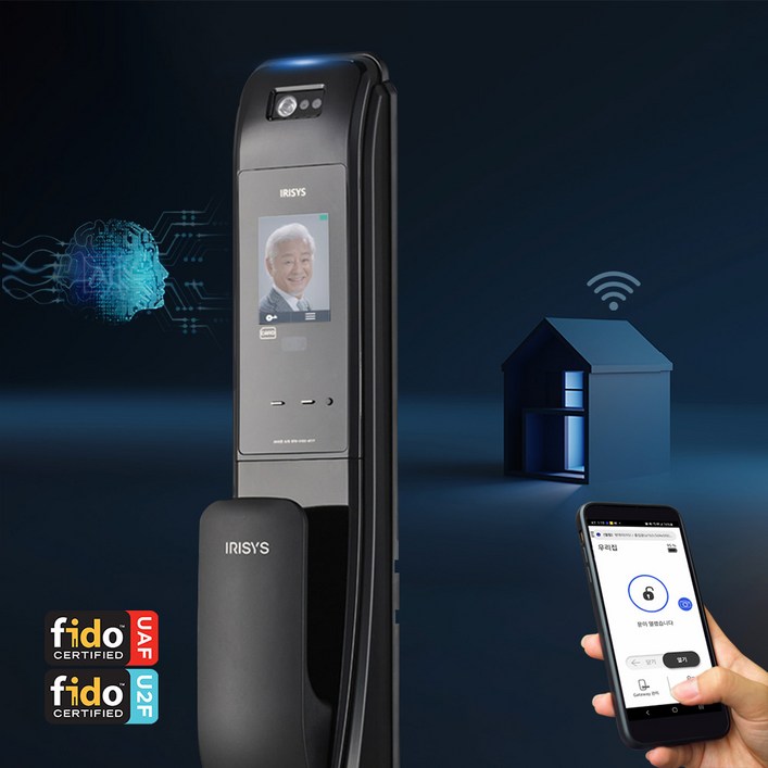 아이리시스 Ai 얼굴 인식 도어락 IFP-7080 IoT / 인공지능 안면인식 스마트폰 원격 제어 잠금/해제 출입관리 사진 촬영/전송