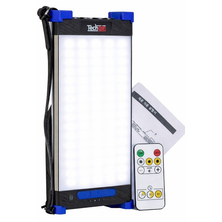 (크기:대) 테크진 충전식 LED캠핑랜턴 국내디자인 4천루멘스 30000mAh 초강력 자석 밝기 조절 특대용량 배터리 리모콘 조정 텐트 차박 야외 라이트 작업등, 1개, Dark Blue