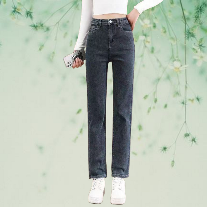 여성 신상 하이웨스트 스판 루즈핏 롱 일자 청바지