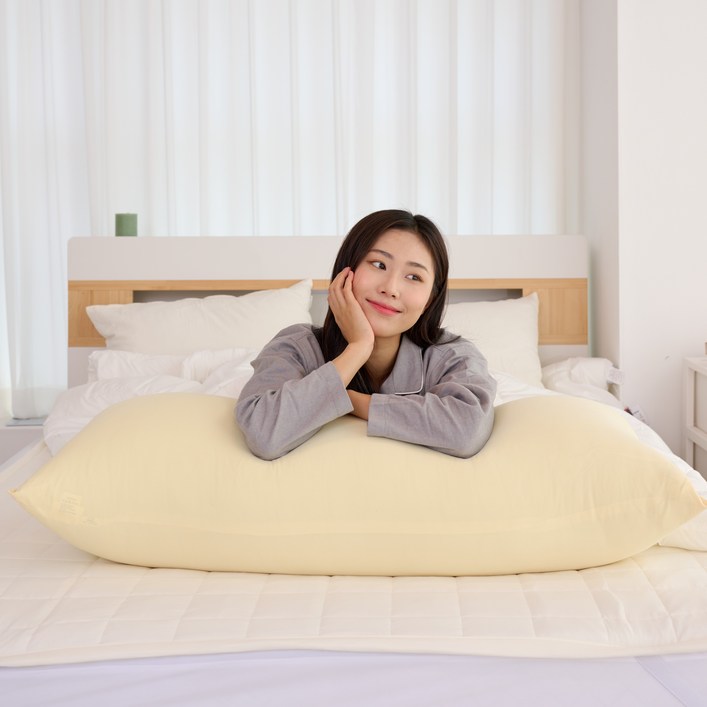 끌어안기 딱 좋은 크림 사각 바디필로우 커버만 ( 솜 별도 ), 데이지 옐로우