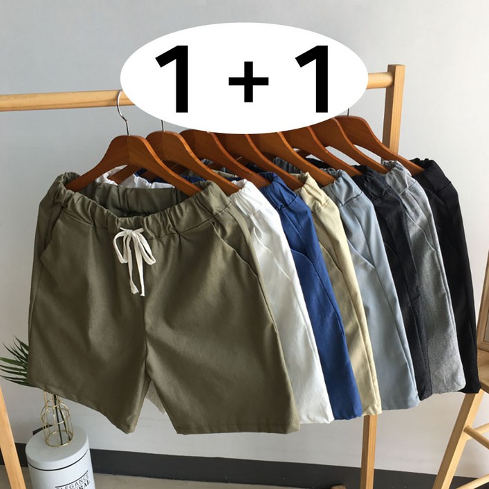 일칠사 11 시원한 린넨 5부 면 밴딩 반바지