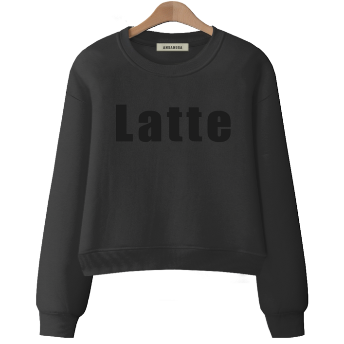 ANSANGSA 라떼 여성 semi크롭 루즈핏 맨투맨 수웻트 셔츠