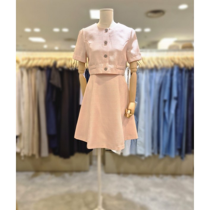 플라스틱아일랜드 라운드넥 트위드 원피스 PQ2WO002