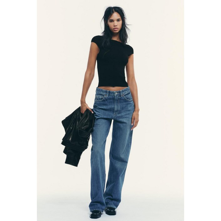 국내발송 ZARA 여성 JEANS TRF WIDE LEG TIRO ALTO FULL LENGTH  블루 368523