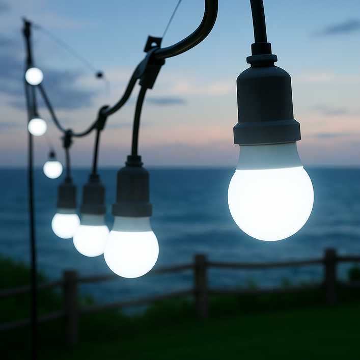 야외용 LED 방수 파티라이트 오징어등 소켓+전구 세트, 10세트, 8w 주광색