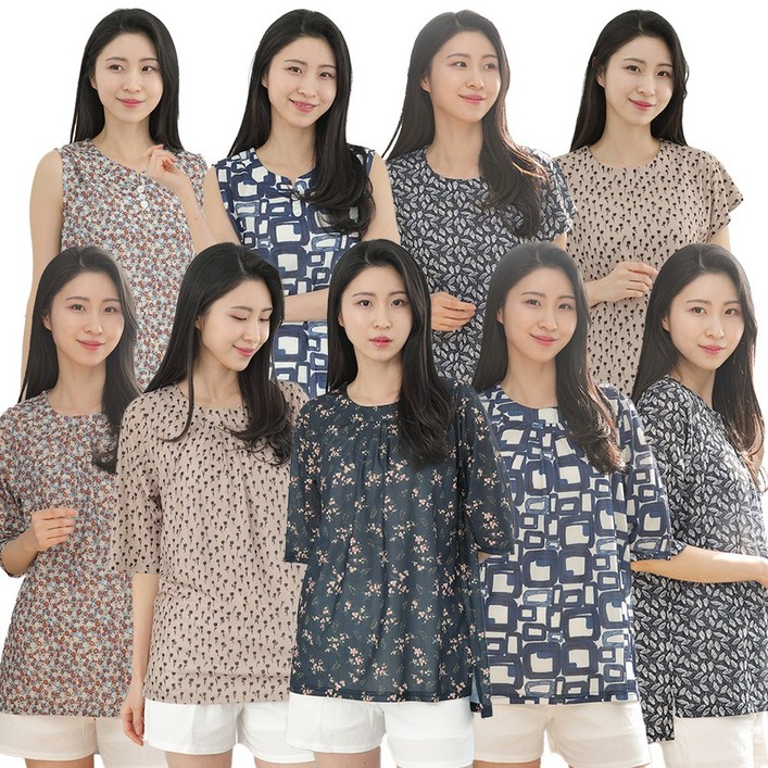 여성 플리츠 7부 가오리 민소매 냉장고 티셔츠 시원한 여름 냉감 홈웨어 이지웨어 외출복 실내복 엄마옷