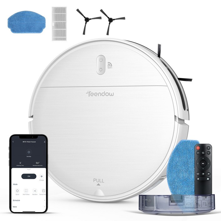 틴도우 물걸레 로봇청소기+물걸레 패드*1+필터*1+사이드 브러시*2+1년보증