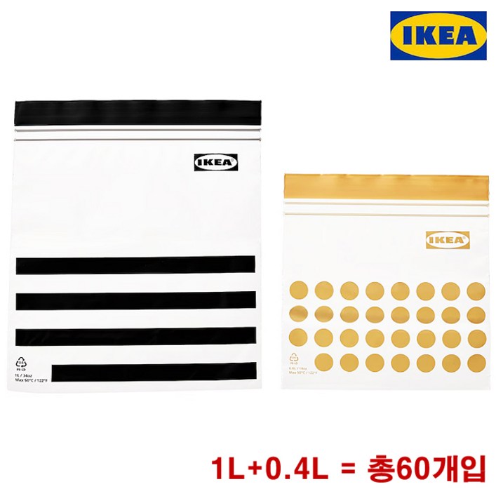 주에이스샵 지퍼백 0.4L1L  총60개입 위생백, 혼합, 60개, 1개