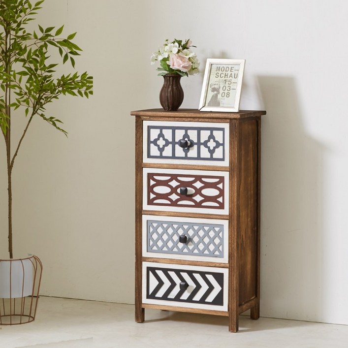 에코베스트 엠지수납장 4단수납장 서랍장 4단서랍장 원목서랍장 원목수납장 빈티지서랍장 틈새수납장