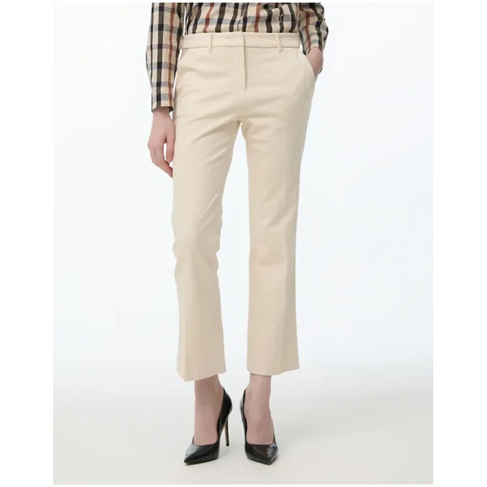 헤지스 HAZZYS 여성 아이보리 단색 면혼방 팬츠