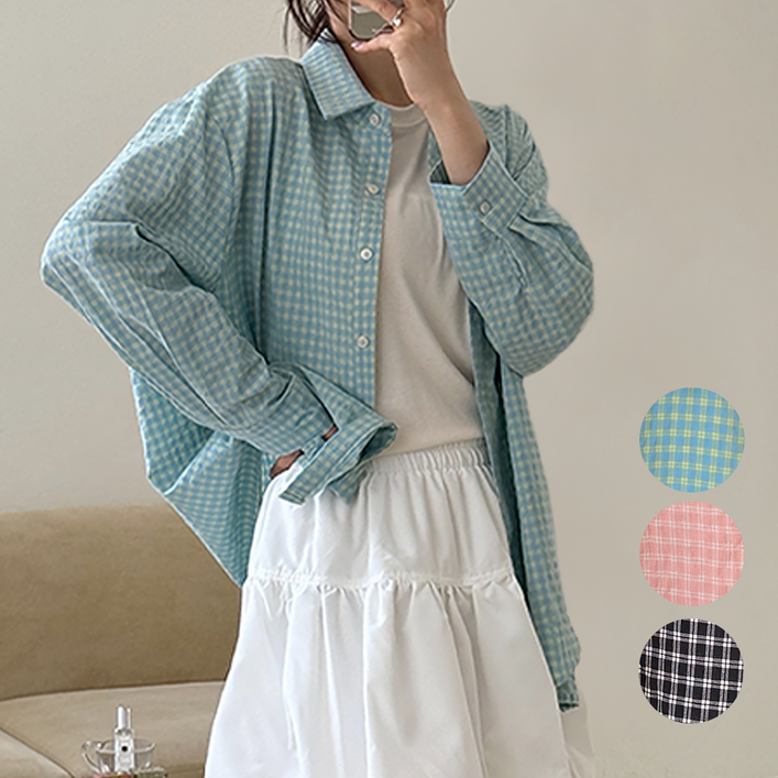 아오브 체크셔츠 여름남방 봄 긴팔 린넨 아사면 자체제작 아오브 체크셔츠 여름남방 봄 긴팔 린넨 아사면 자체제작