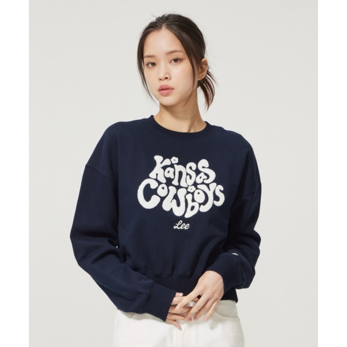 매장정품 리 LEE 우먼 캔자스 부클 로고 맨투맨 네이비 LE2404CR64NA 102469