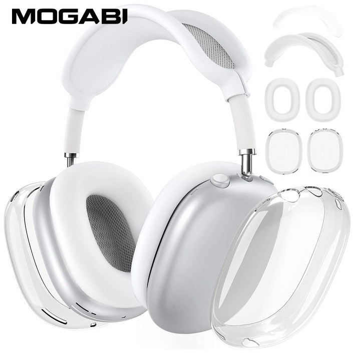 모가비 에어팟 맥스 올인원 케이스 세트 4 in 1, 투명  화이트 화이트, 1개