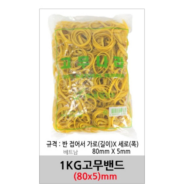 INVEN* 인벤 고급 고무나라 고무줄 고무밴드( 40/70/80 mm ) x (1.3/5.0) @1kg@ 동양고무 미용 사무 공사 현장 생활, 1봉