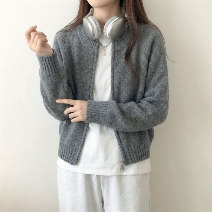 니트 집업  캐주얼 니트 코트 가디건 45128