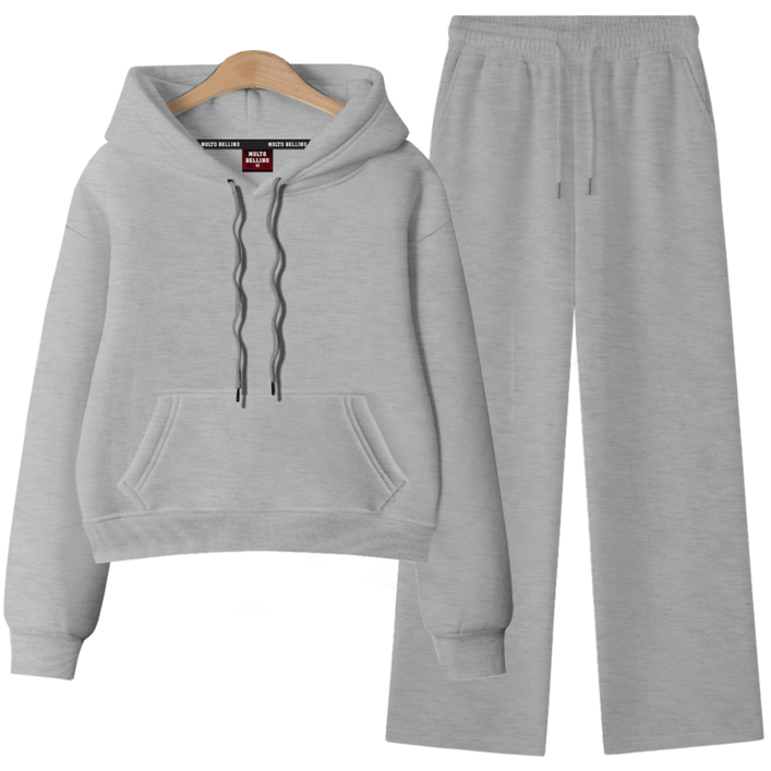 [ANSANGSA] 기모 무지 여성 후드 상하세트