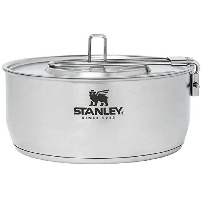 스탠리 냄비 세트  스테인리스 스틸 냄비와 프라이팬이 포함된 4피스 캠핑 조리기구 식기 뚜껑 요리 액세서리 캠핑장용 야외 여행 키트 하이킹 등