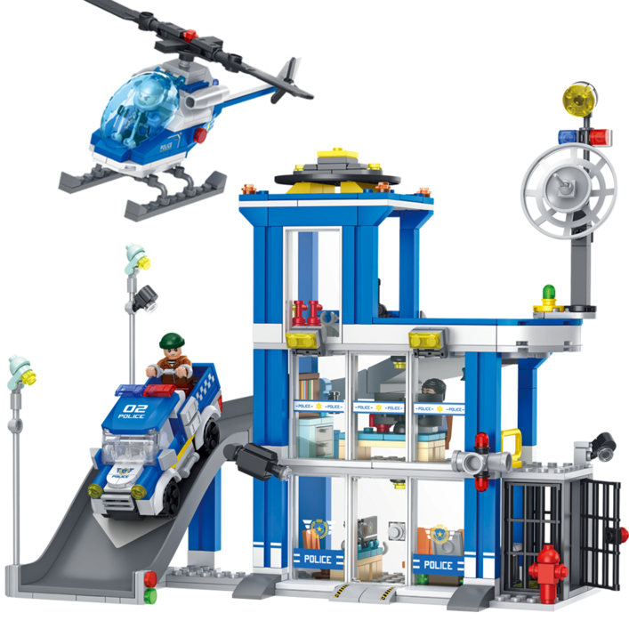 Wakku 시티 경찰서 레고호환블록 경찰차 비행기 피규어 4in1 블럭세트pcs610, 1개