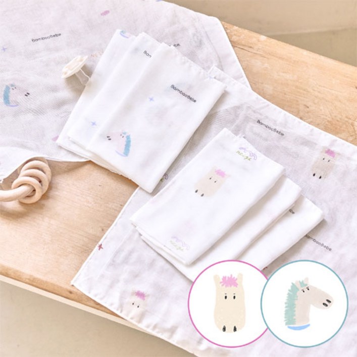 밤부베베 시그니처 거즈손수건 2종 x 3p 세트 행복한말랑이