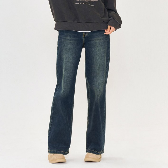 체이스컬트 여성 기모 D톤 와이드 데님팬츠EFRG2372C04