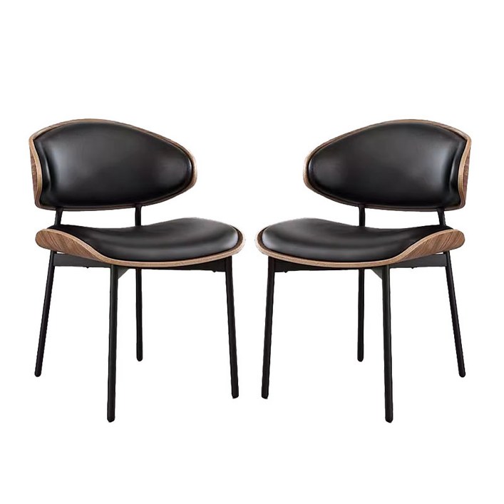 New World 저가로 한시적으로 판촉하다 고급 경사 가정용 식탁 의자 디자이너 가죽 등받이 의자 호텔 카페 상담 의자 서재 의자, 2개, 블랙