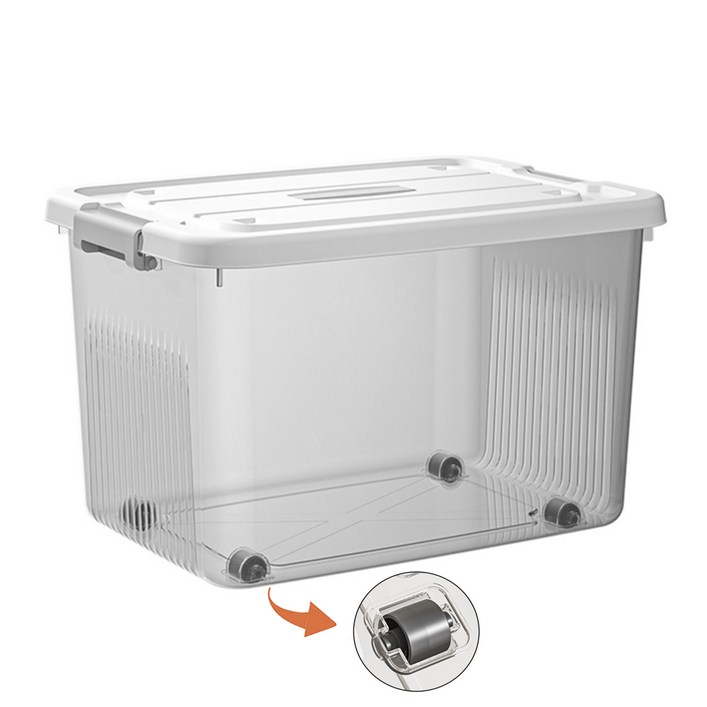 제이투 다용도 바퀴 수납 정리함 리빙박스, 3개, 투명