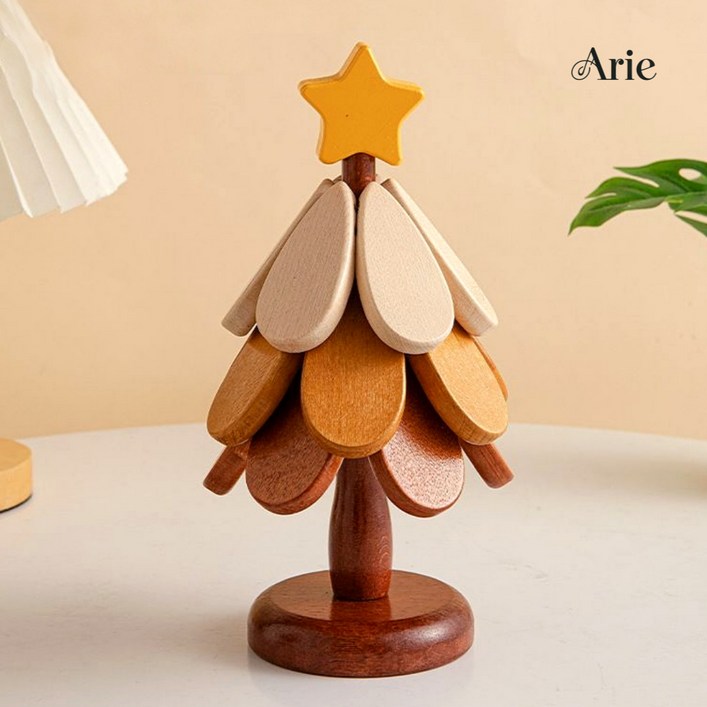 아리에 크리스마스 트리 3단 냄비 받침대, 1개, 옐로우별