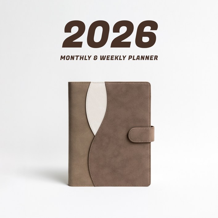 WAVY 프리미엄 6공 비즈니스 2026년 날짜형 다이어리, 모카 무스 (날짜형), 1개