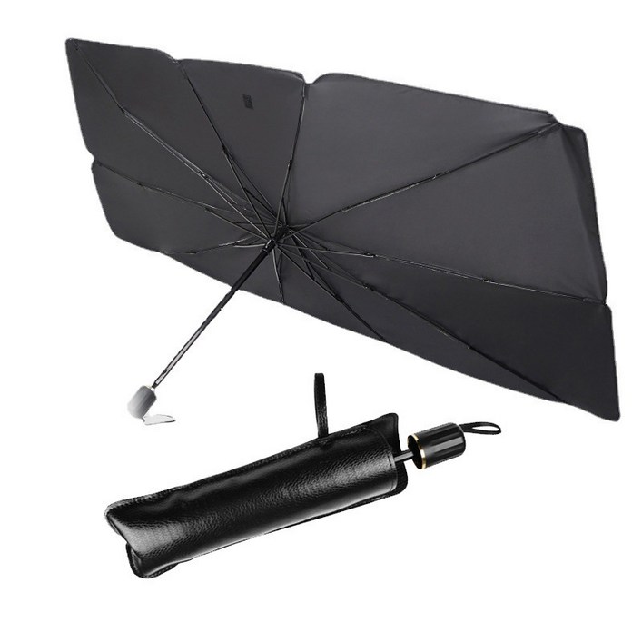 자동차용품 마크젠 앞유리 차량용 햇빛가리개 우산형, 1개, 블랙