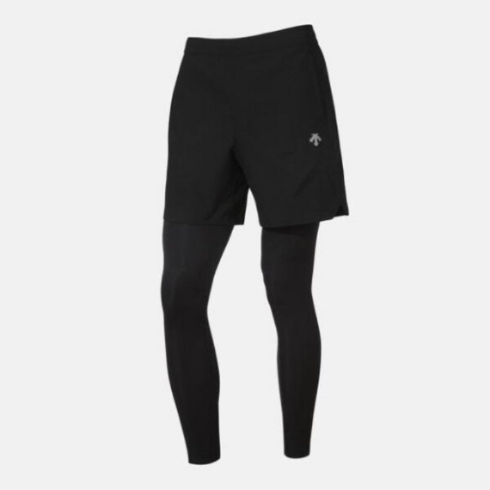 데상트 M 바지 UQC SP321RKL71BLK 러닝 2 IN 1 하이브리드 레깅스 쇼츠 BLACK